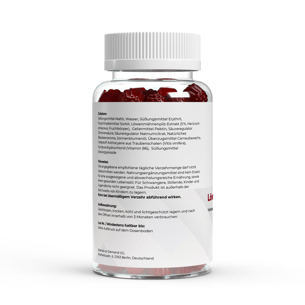 Löwenmähne + Vitamin B6 Gummies - 60 Stk.